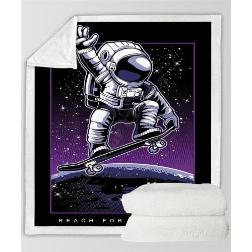 Plstar Cosmos Galaxy Astronaut Fleece Blanket 3D print Sherpa Blanket on Bed Home Textiles Dreamlike style-3