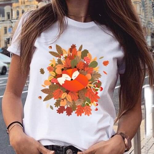 Women Graphic Casual Trend Style Printing Animal Fashion Short Sleeve Cartoon Print Female Clothes Tops Tees Tshirt T-Shirt