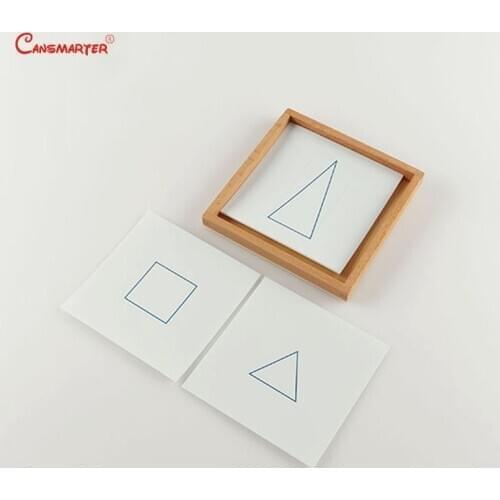 Geometric Sensory Cards with Tray Wood Montessori Teaching Toys Card Paper 4 Old Game Material Preschool Educational Toy SE012-3