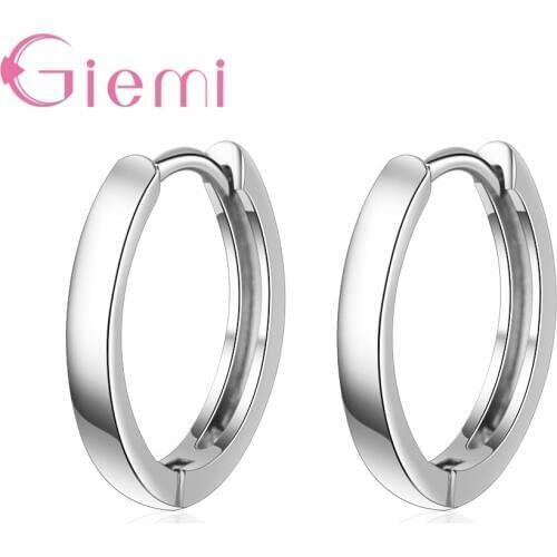 Hot Sale Women Hoop Earrings 925 Sterling Silver Lady Ear Bijoux Girl Birthday Gift Circle Earrings Jewelry Black White Color