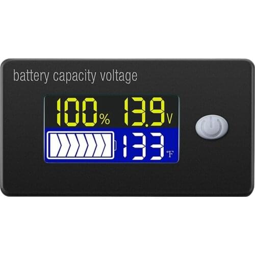 Battery Capacity Voltage Meter with Temperature Sensor 12V 72V Lead Acid Battery Lithium Battery Gauge Meter for Cars
