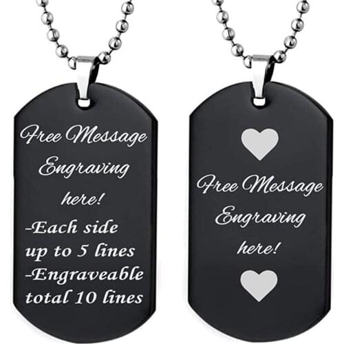 Free Engrave Quality Stainless Steel Blank Dog Tags Necklace Rectangle Military Army Pendant Jewelry Findings