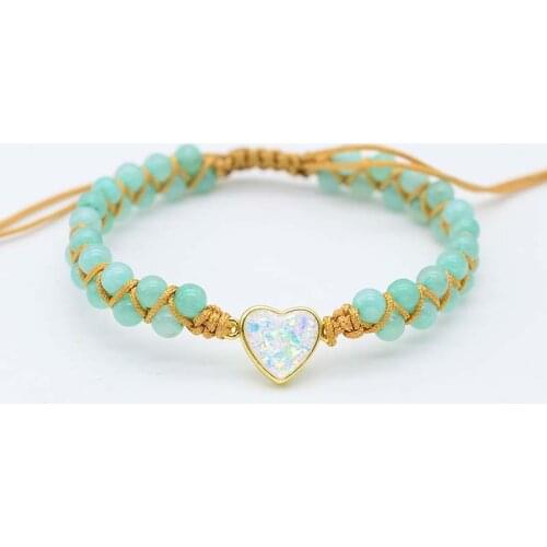 Love Shape Opal Bracelet Amazon Stone Friendship Bracelet Handmade Bracelet Gifts for Lover