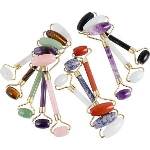 Natual Crystal Gemstone Facial Massage Roller Practical Jade Face Anti Wrinkle Body Head Portable Beauty Health Care Tools