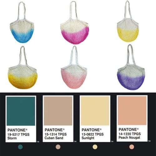 Fashion colors Portable shopping bag Reusable Grocery Bags Washable Cotton Mesh String Organic Organizer Handbag Net Tote