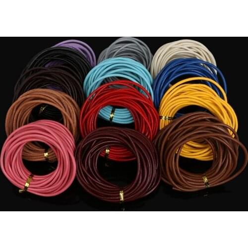 Fashion 3mm 5Meter/sheaf Round PU Genuine Leather Rope Cord/Thread/Wire for Jewelry DIY Fit Bracelet Findings Making 13 Color