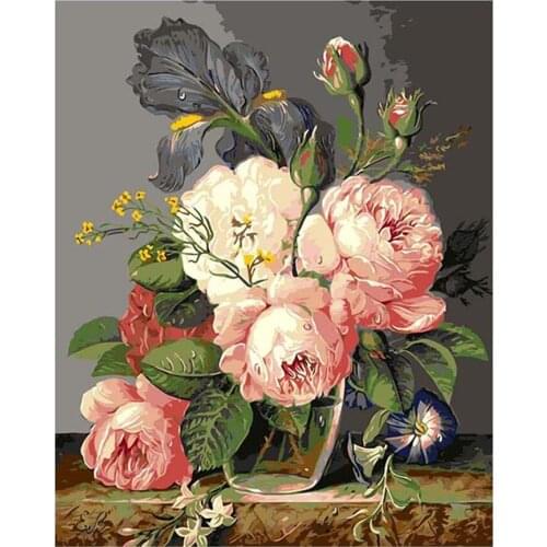 Flowers Drawing Figure DIY 11CT Embroidery Cross Stitch Kits Needlework Craft Set Cotton Thread Printed Canvas Home Design