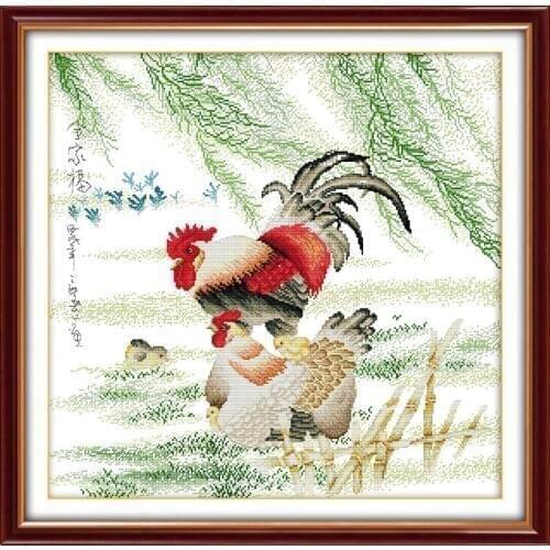 Everlasting Love Family Photos Chinese Cross Stitch Kits Ecological Cotton Stamped 11CT DIY Gift New Year Decorations For Home