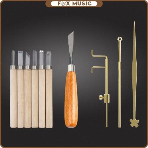 10pcs Violin Luthier Tools Set w/ Stainless Steel Violin Sound Post Tools+Violin Knifes Bridges Cutter F Hole Knife Groove Knife