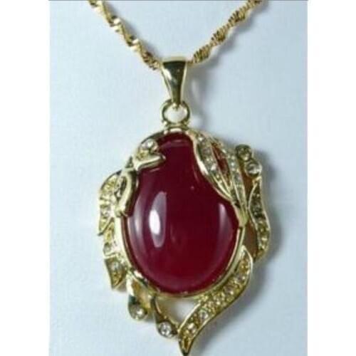 New Jewelry Red jade Pendant Necklace + Chain