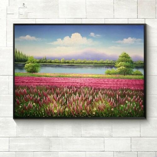 Original Hand Painted oil Painting On Canvas Lavender Garden Landscape Wall Art Picture Home Decoration For Living Room