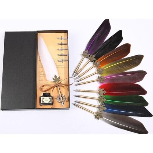 European retro top feather pen, wedding ceremony Christmas gift must be, customizable gift box set