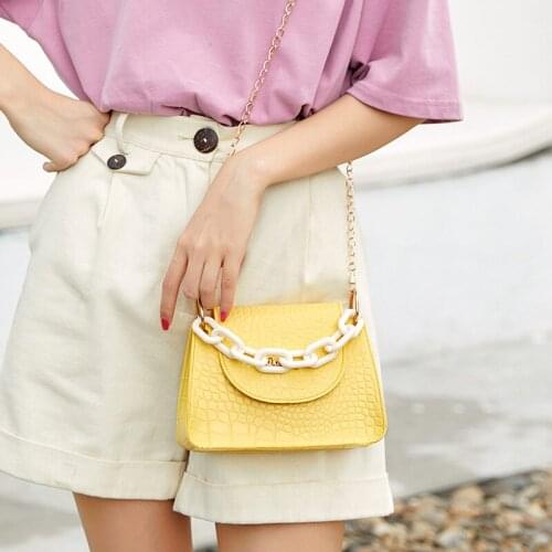 Fashion Women Bags 2021 Summer New Crocodile Pattern PU Leather Handbag Simplicity Shoulder Messenger Chain Small Square Bag