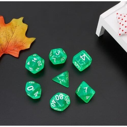 X5QF 7Pcs Clear Polyhedral Game Dice For Dragon Pathfinder D20 D12 2xD10 D8 D6 D4