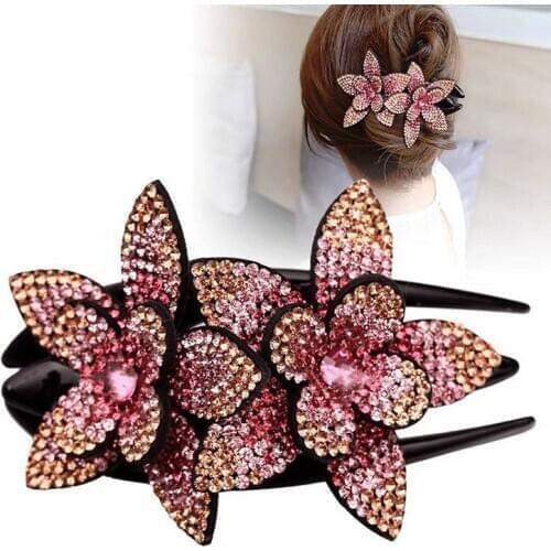 Acrylic Duckbill Clip Hair Claw Rhinestone Flower Hairpin Female Fashion Barrettes Hair Clips for Women Hair Accessories