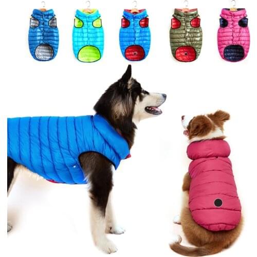 Large Reversible Dog Down Jacket Dual Colors Reflective Winter Dog Clothes For Small Medium Dogs Coat French Bulldog Pet Vest