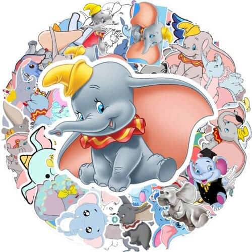 10/50Pcs Cartoon Disney Dumbo Kawaii Stickers Funny Laptop Guitar Skateboard Luggage DIY Waterproof Sticker Kid Toys Cool Gifts