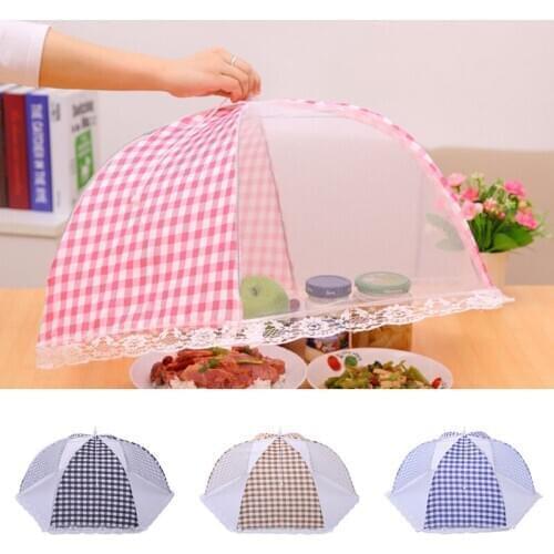 16 inch Foldable Kitchen Mesh Food Cover Round Umbrella Hygiene Grid Dish Cover Anti Fly Mosquito Dust BBQ Picnic Kitchenware