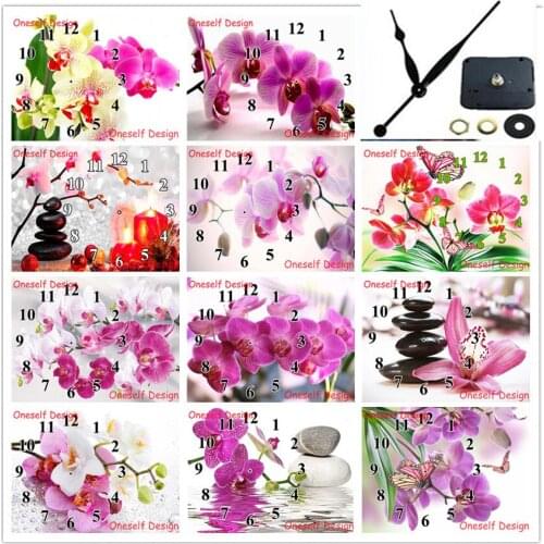 2021flower 5d diamond painting with Mechanical clock 5d diamond embroidery clock diamond mosaic sale home decortion wall sticker