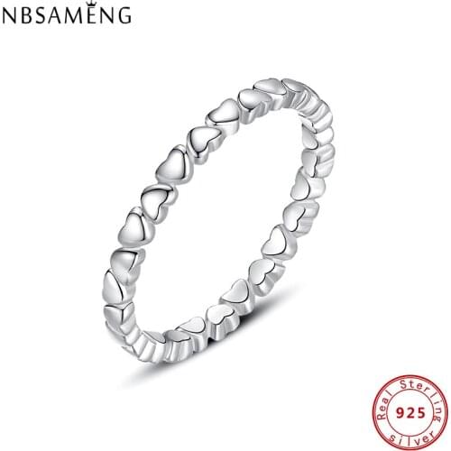 2021 Original 100% 925 Sterling Silver Ring Pave Love Hearts Retro Rings Gift Women Wedding Fine Jewelry Luxury Brand Anillos