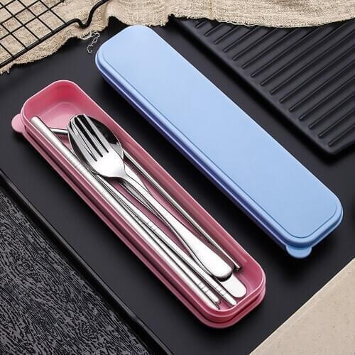 7 Pcs Portable Travel Tableware Set Stainless Steel Cutlery Set With Box Kitchen Fork Spoon Dinner Set For Kid School Cutlery