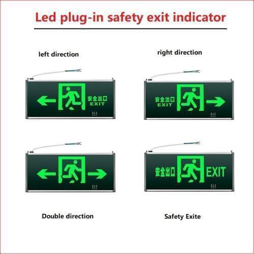 Supermarket Corridor Office Fire Emergency Light LED Plug-in Safety Exit Sign Evacuation Warning Logo Indicator