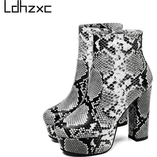 LDHZXC Side Zipper Women Ankle Boots Microfiber Leather Concise Autumn Winter High Heels Pumps Newest Wedding Shoes Woman