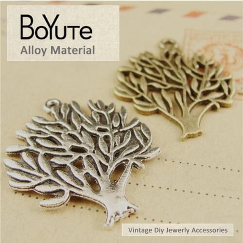 BoYuTe (50 Pieces/Lot) 31*25MM Antique Bronze Silver Plated Zinc Alloy Materials Tree Charms Pendants Jewelry Accessories