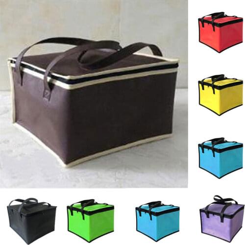 Hot Food Case Picnic Bag Beach Bag Picnic Lunch Cooler Bag 10inch Big Capacity Foldable Solid Color Food Case Multifunction