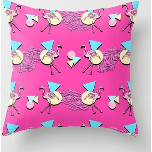 INS Summer Flamingo Throw Pillow Case Home Bedroom Soft Square Pillow Cover 18 Inch/45x45cm