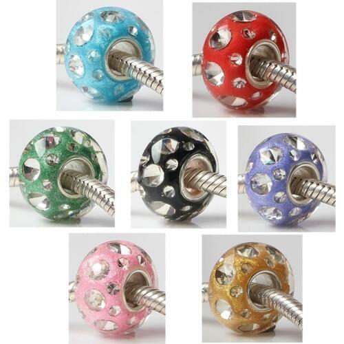 Emith Fla 100% 925 Sterling Silver Bright DIY Lampwork Charm Bead Fit European Bracelet Bangle Jewelry Accessories 6 Colors