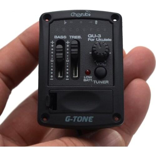 G-tone 2-band Ukelele EQ Ukulele Equalizer Pickup Hawaiian Guitar EQ with Tuner Pickup Piezo Ceramic Pick-up Preamp System