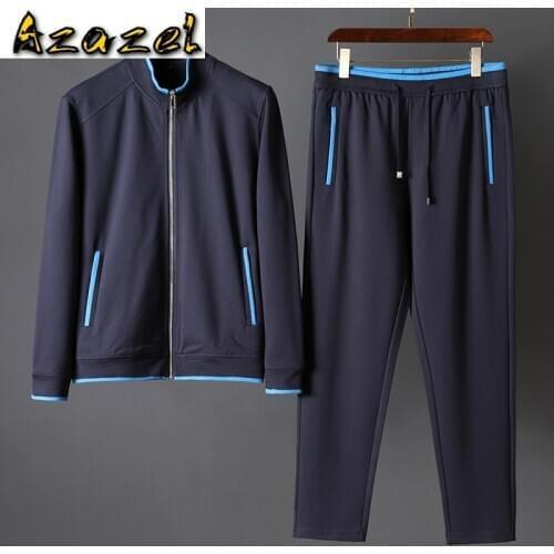 Azazel Mens Sets (sweatshirt+pants) Luxury Stand Collar Zipper Sweatshirt Men Autumn Winter Slim Fit Man Set With Pants 4XL