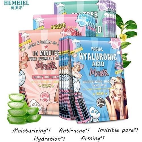 Korean Face Mask Replenishment Sheet Mask Black Dots Remove Acne Treatment Korean Skin Care Set Hyaluronic Acid Mask Firming