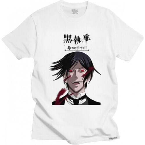 Cool Black Butler T Shirt Men Short Sleeve Kuroshitsuji T-shirt Sebastian Michaelis Tshirt100% Cotton Slim Fit Tee Merchandise