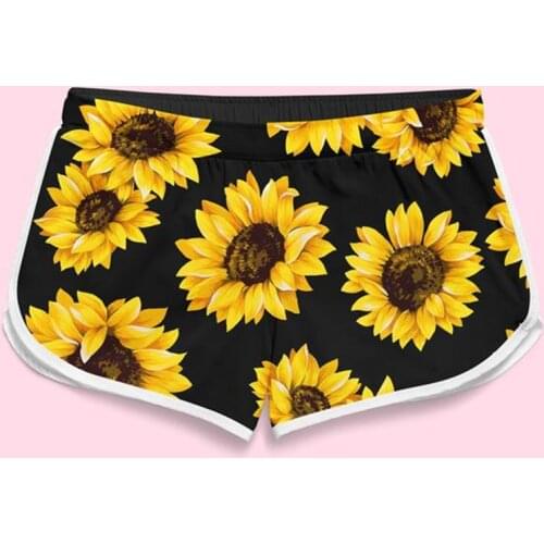 PLstar Cosmos Summer Casual Shorts Sunflower 3D Printed Trousers Girl For Women Shorts Beach Shorts