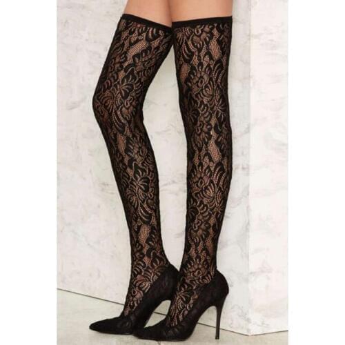 Best Selling Lace Embroidery Over The Knee Long Boots Sexy Pointed Toe Extremely High Heels Thigh Boots Banquet Party Shoes