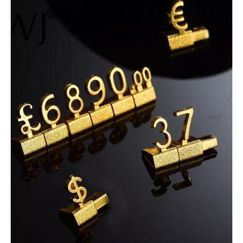 Metal 3D Combined Price Tags Euro Pound Dollar Label Camera Phone Jewellery Store Countertop Display Assembly Number Digit Tags
