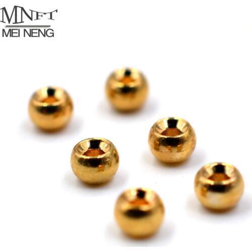 MNFT 20Pcs 3.4mm Tungsten Beads Gold Jig Nymph Head Ball Beads Fly Tying Materials