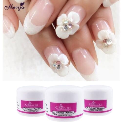 Monja 3 Colors Nail Art Acrylic Powders UV Gel Tips Extension Builder Carving Crystal 3D Manicure Decorations Accessories