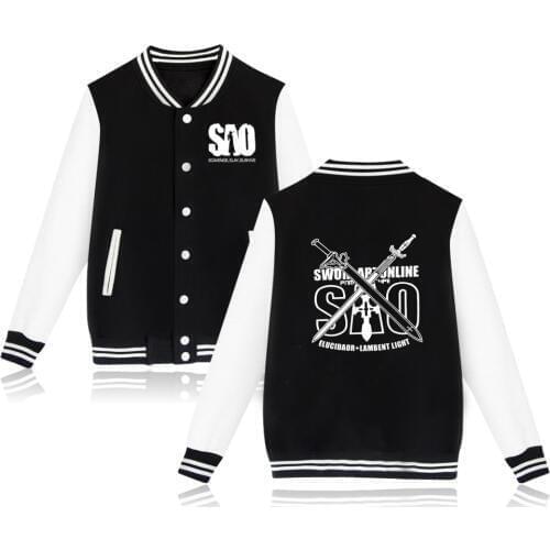 Sword Art Online fleece Baseball Jacket men women plus size coat Harajuku Hoodie SAO Sweatshirt outwear coats and jackets