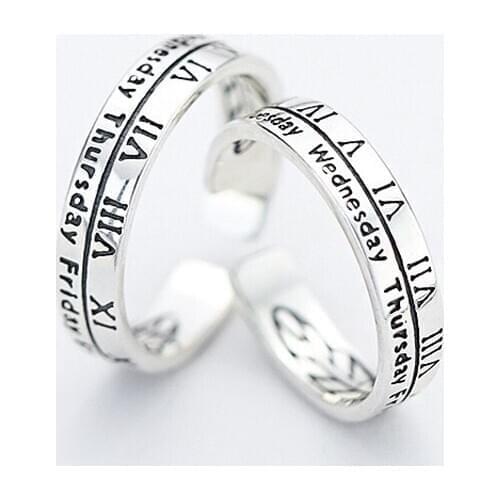 MENGYI Fashion Roman Numerals Week Adjustable Opening Rings For Women Or Men Fine Jewelry Minimalist Ring Lovers Bague