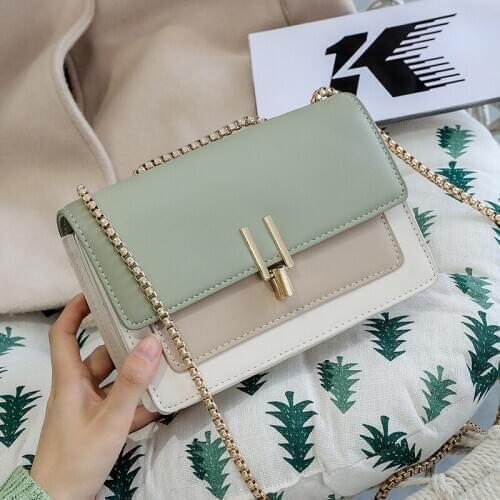 2021 new womens bag PU leather solid color soft leather fashion casual messenger bag wild chain shoulder bag