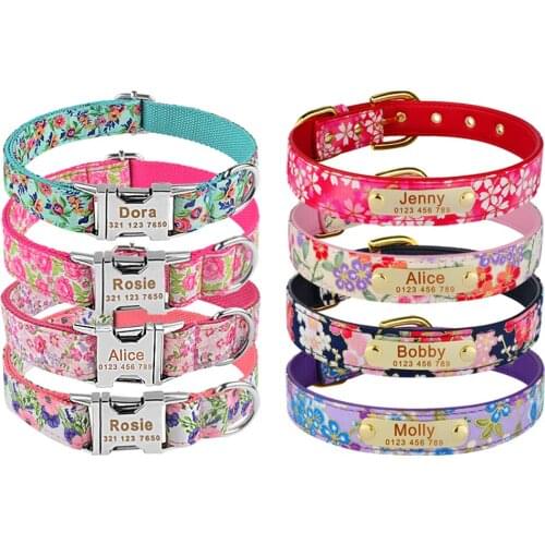 Small Medium Large Unisex Dogs Collar Custom Engraved Name Collar Personalized Dog Collar Adjustable Nylon Products Dog Collars