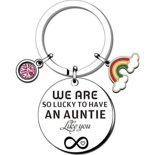 Personalized Aunty Keyring From Niece Nephew We are So Lucky to Have an Auntie Like You Rainbow Pink Crystal Keychain