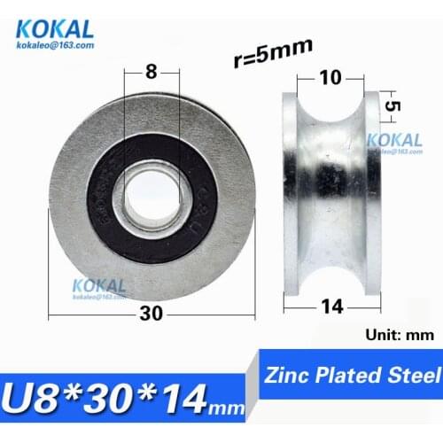[U0830-14] 10PCS U/V Bearings rolamento U Groove Ball Bearing U608ZZ Pulley For Rail Track Linear Motion System 8*30*14mm