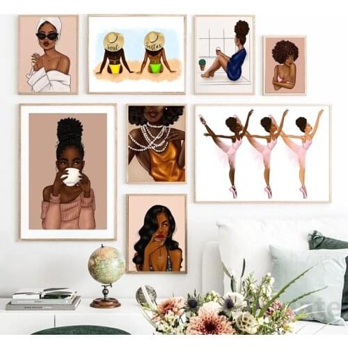 Beauty Black Sex Girl Holiday Time Dancing Nordic Posters And Prints Wall Art Canvas Painting Pictures Home Room Decoration Gift