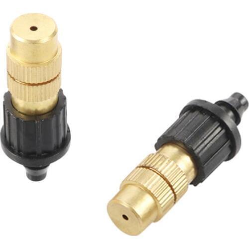 Adjustable Atomizing Mist Nozzle Barbed 4/7mm hose Interface Brass Fog Spray Injector Garden Irrigation Landscaping Tool 10 Pcs