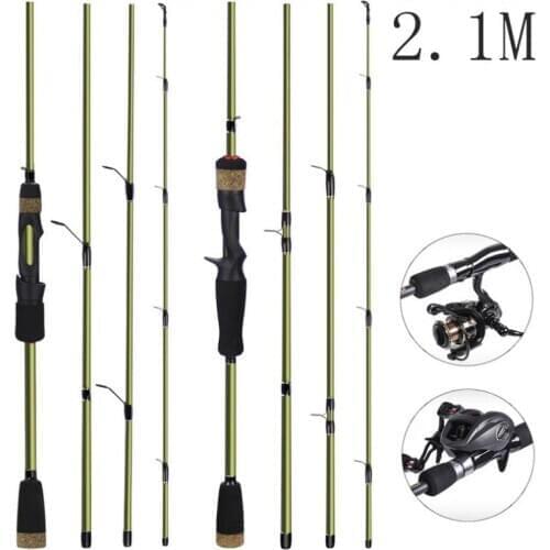 Fishing Rods 2.1m 4 Section Carbon Fiber Lure Fishing Rod M Power Portable Ultra Light Spinning / Casting Fishing Pole