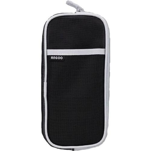 ANGOO Grid Mesh Pen Pencil Case With Zipper Clear Makeup Pouch Cosmetics Bag Multi-Purpose Organizer For School Girls, Black